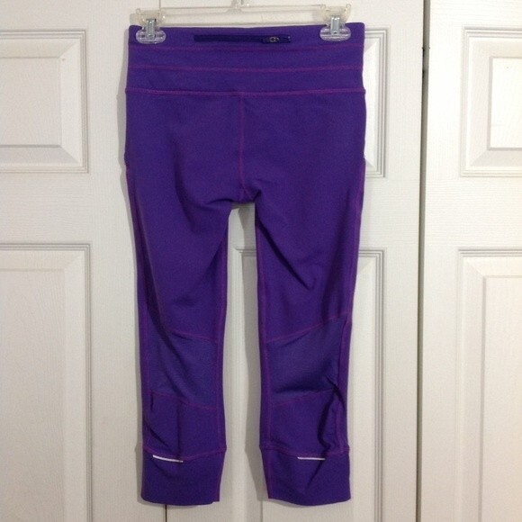 ATHLETA X-Small Relay Capri Legging Workout Athletic Purple Reflective Mesh - Picture 5 of 10